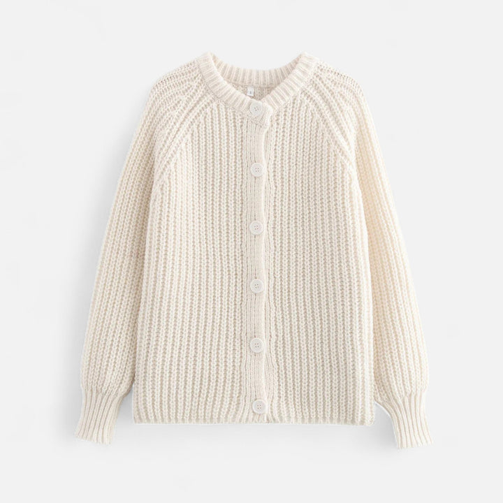 Cardigan tricotat vintage pentru femei, cu guler rotund – Eleganță de toamnă fără efort