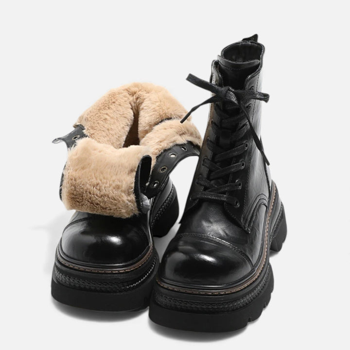 Stivali invernali con plateau in peluche da donna