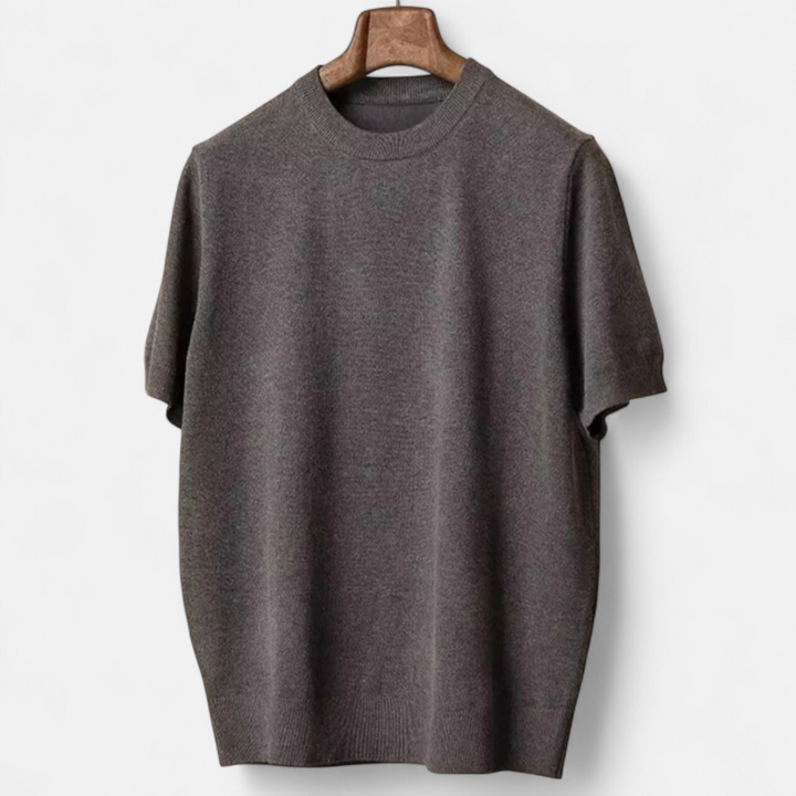 Herre T-shirt i strik med slank pasform