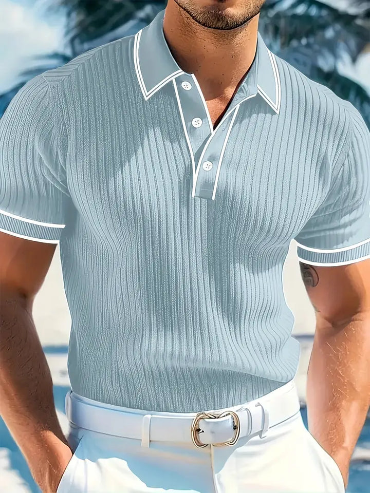 Polo acanalado con cuello en contraste – Hombre