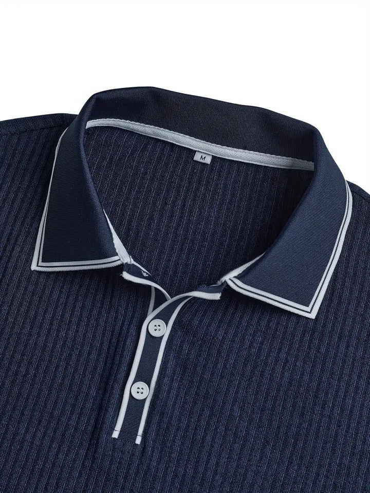 Polo acanalado con cuello en contraste – Hombre