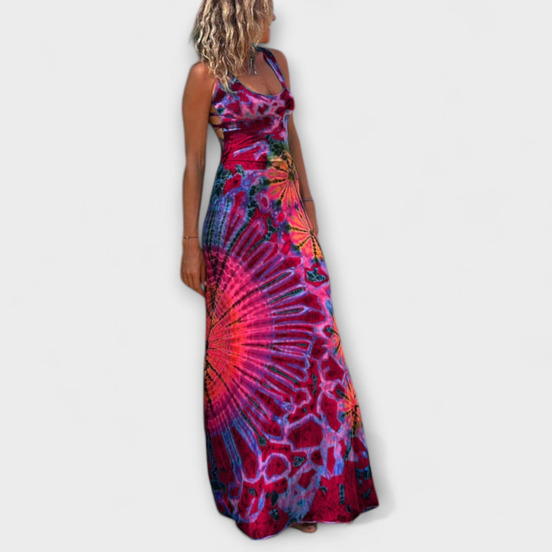 La Bamba maxi-kjole med tie-dye print