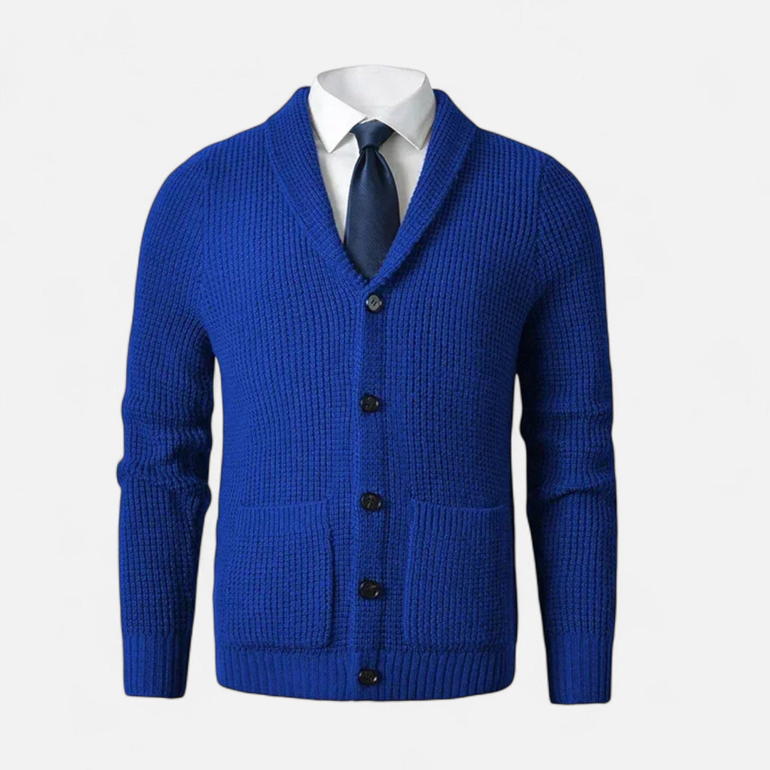 Herreknap-op Premium Uld Cardigan – Klassisk Slank Pasform Stil