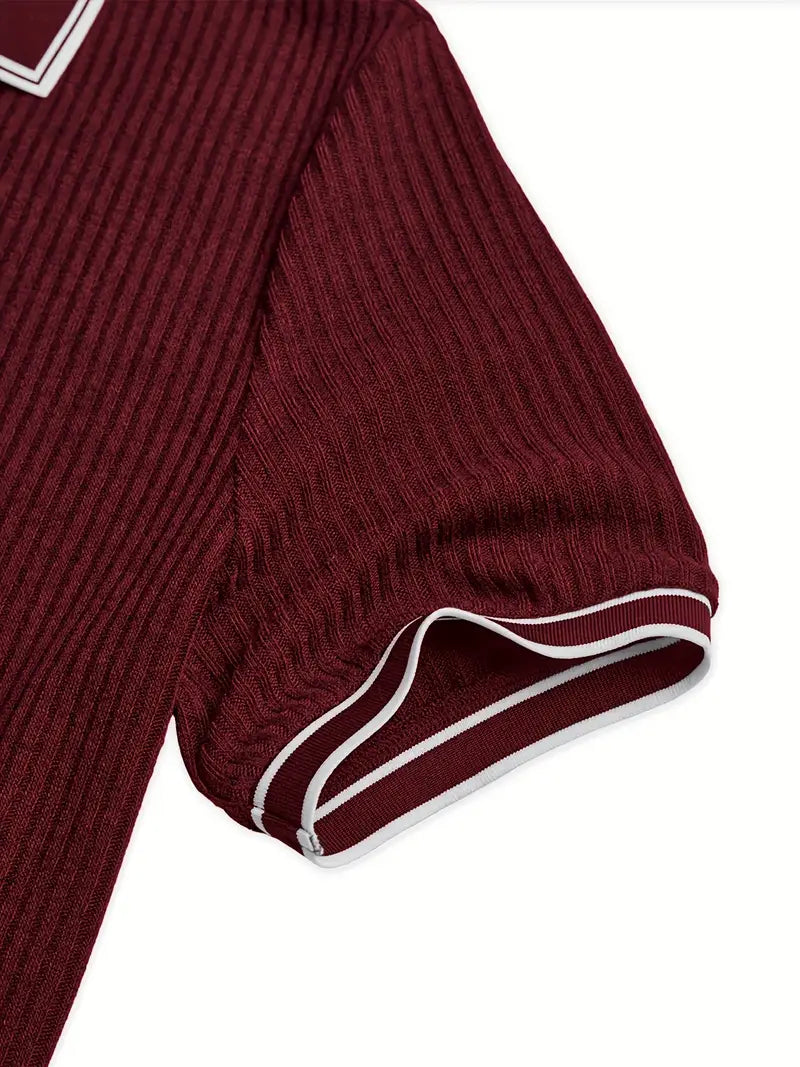 Polo acanalado con cuello en contraste – Hombre