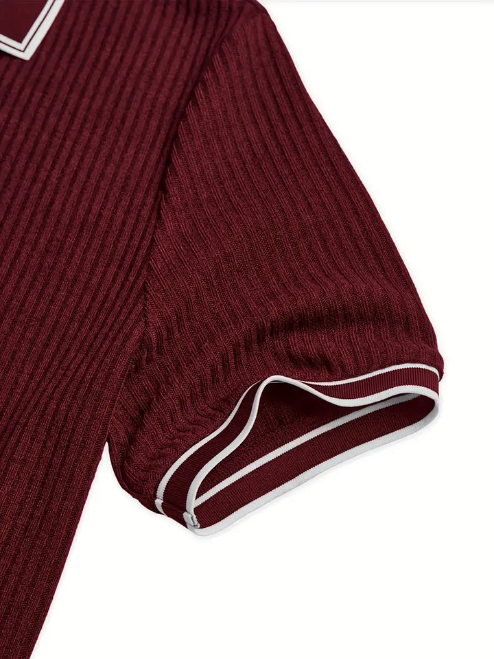 Polo acanalado con cuello en contraste – Hombre