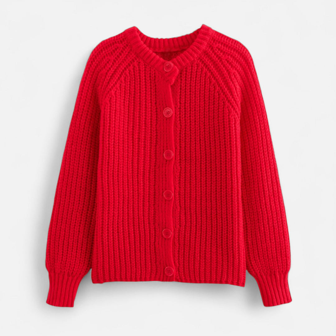 Cardigan tricotat vintage pentru femei, cu guler rotund – Eleganță de toamnă fără efort