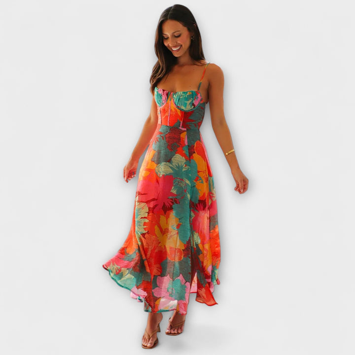 Vestido con Tirantes y Estampado Floral para Mujer - Elegante y Atractivo
