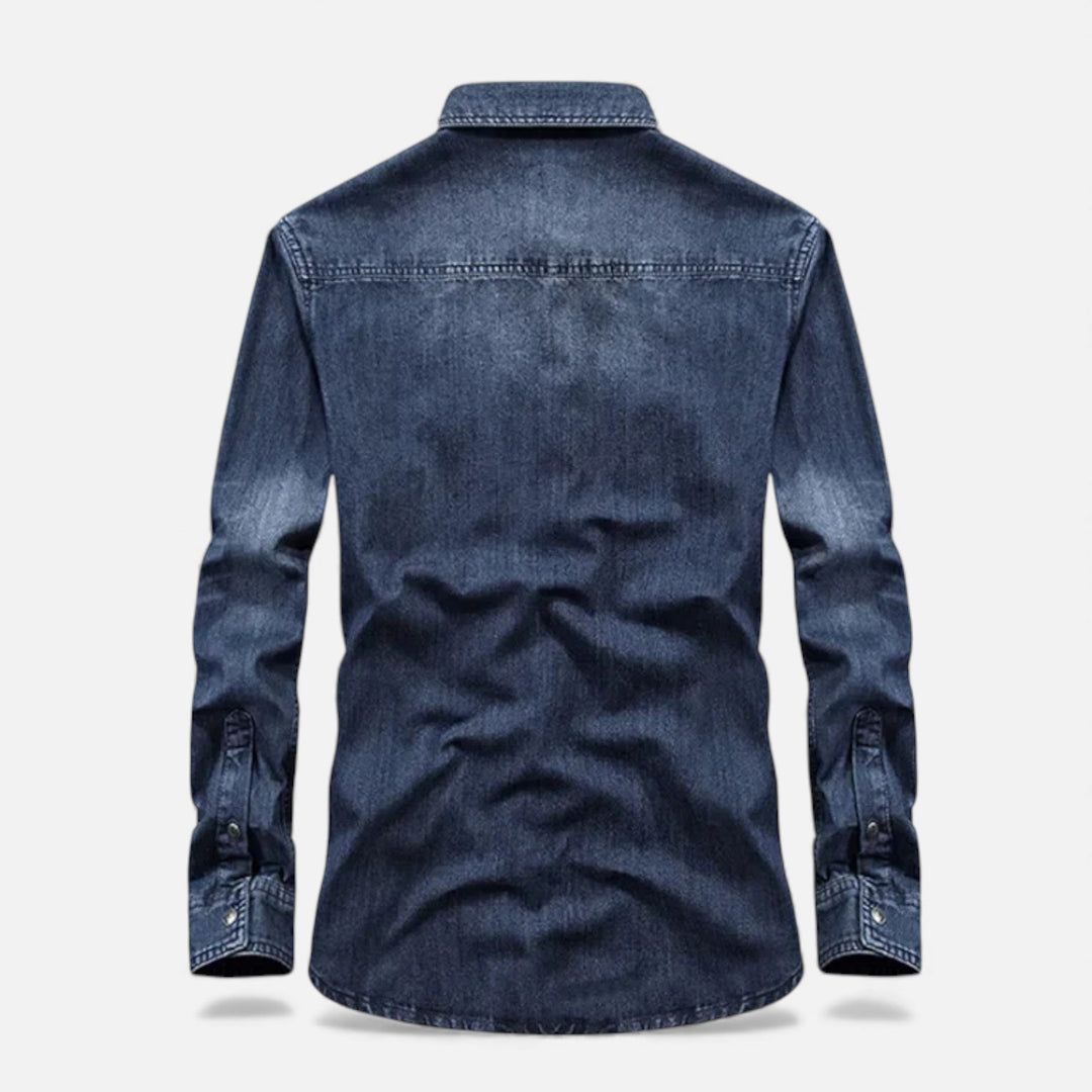 Men’s Loose-Fit Denim Shirt for Autumn/Winter