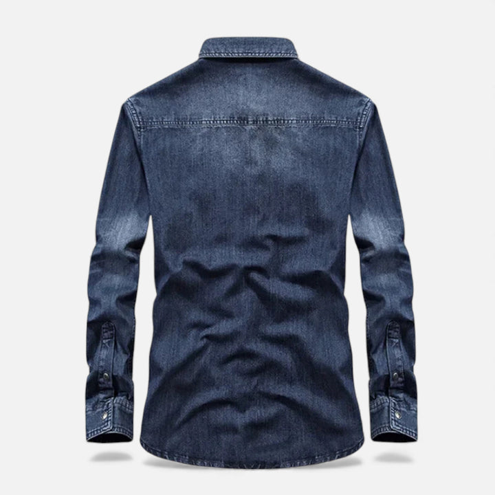 Men’s Loose-Fit Denim Shirt for Autumn/Winter
