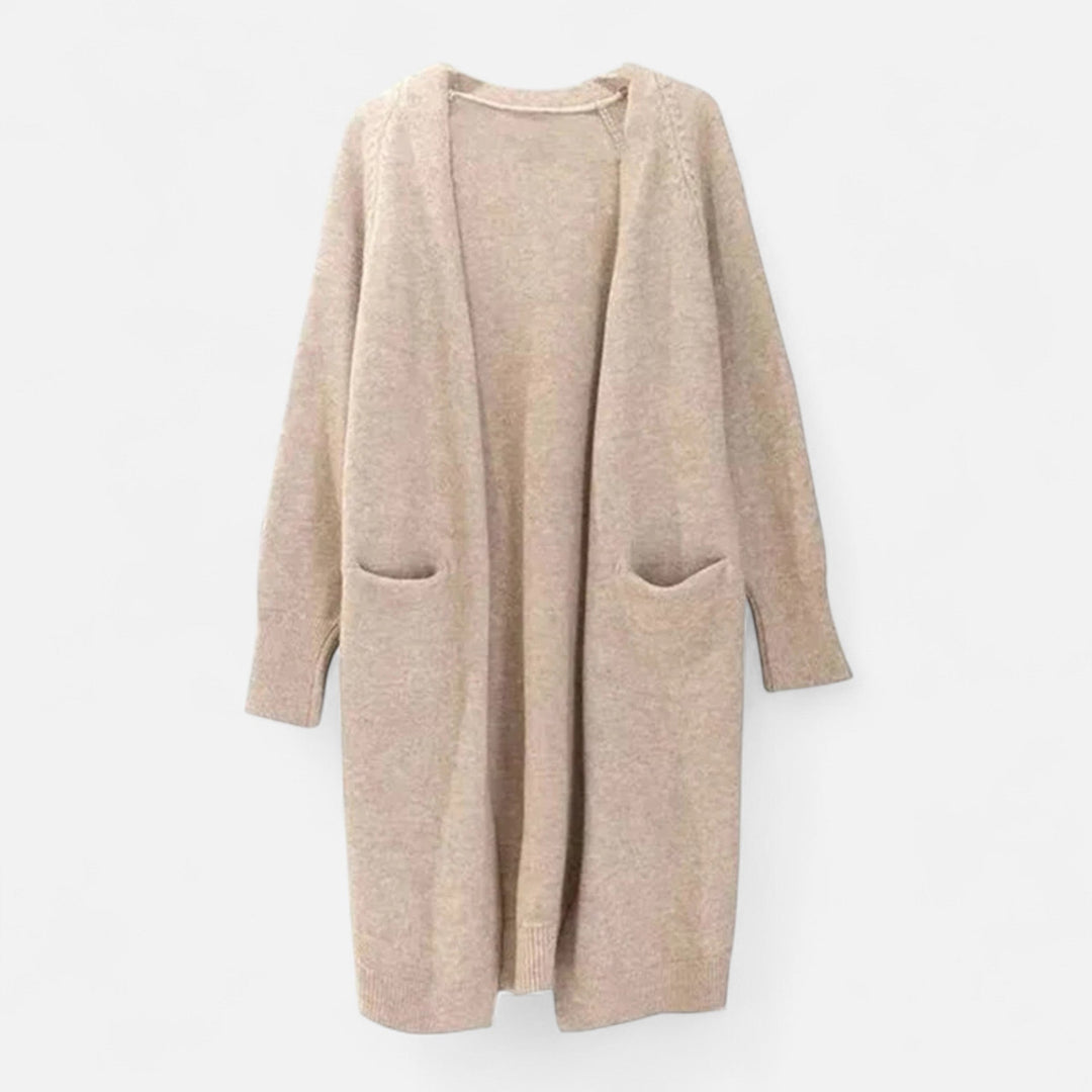 Cardigan gros tricotat pentru femei – decolteu în V, căldură de toamnă