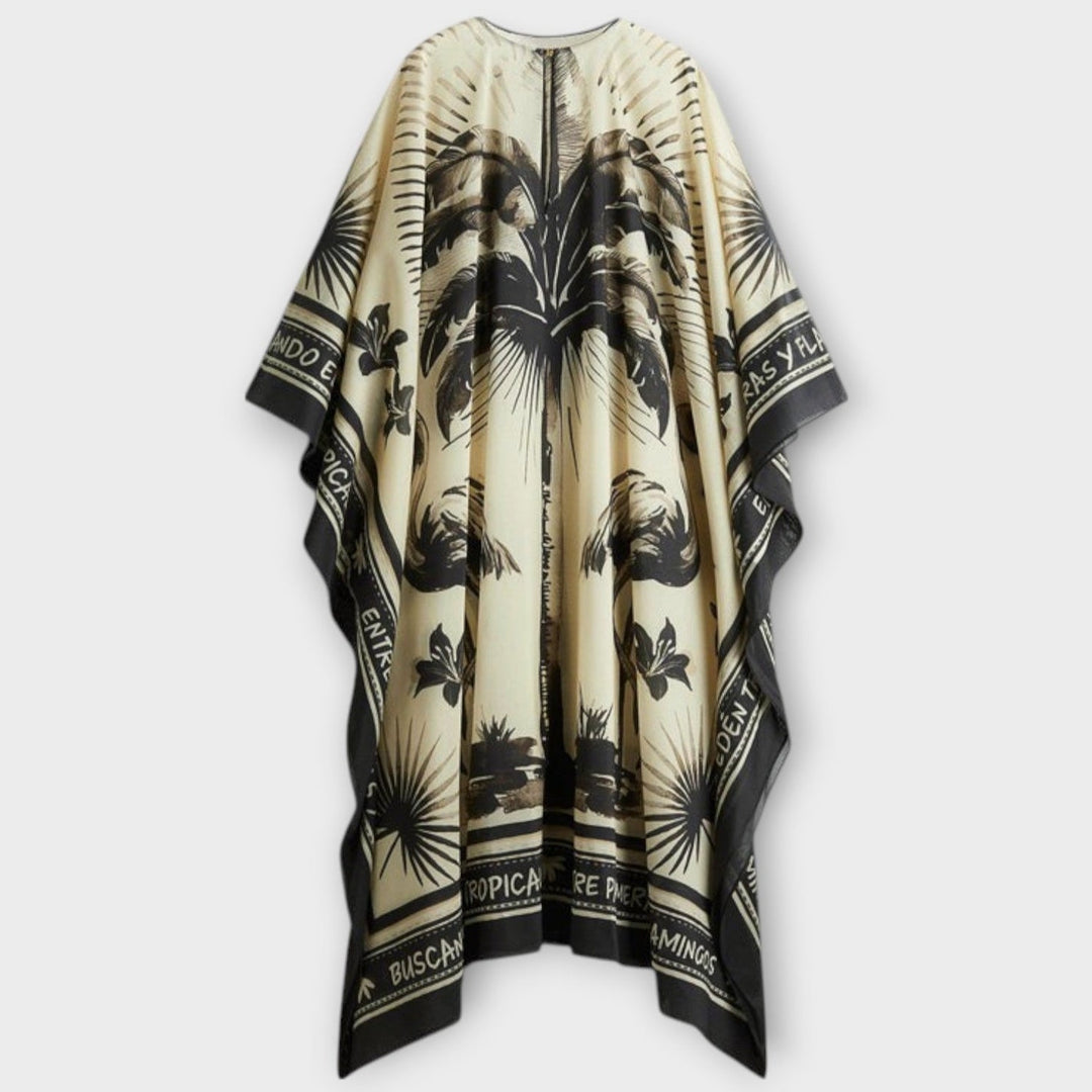 Ekstra stor flamingo-print kaftan maxikjole