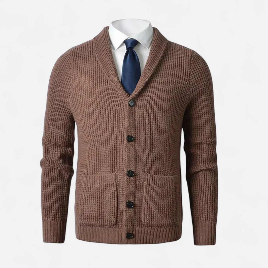 Herreknap-op Premium Uld Cardigan – Klassisk Slank Pasform Stil