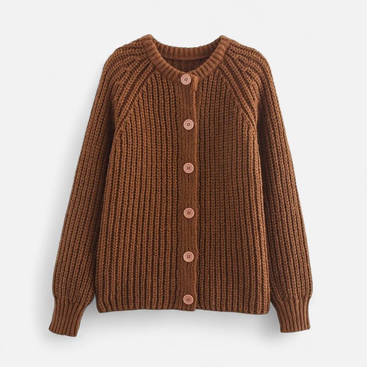 Cardigan tricotat vintage pentru femei, cu guler rotund – Eleganță de toamnă fără efort