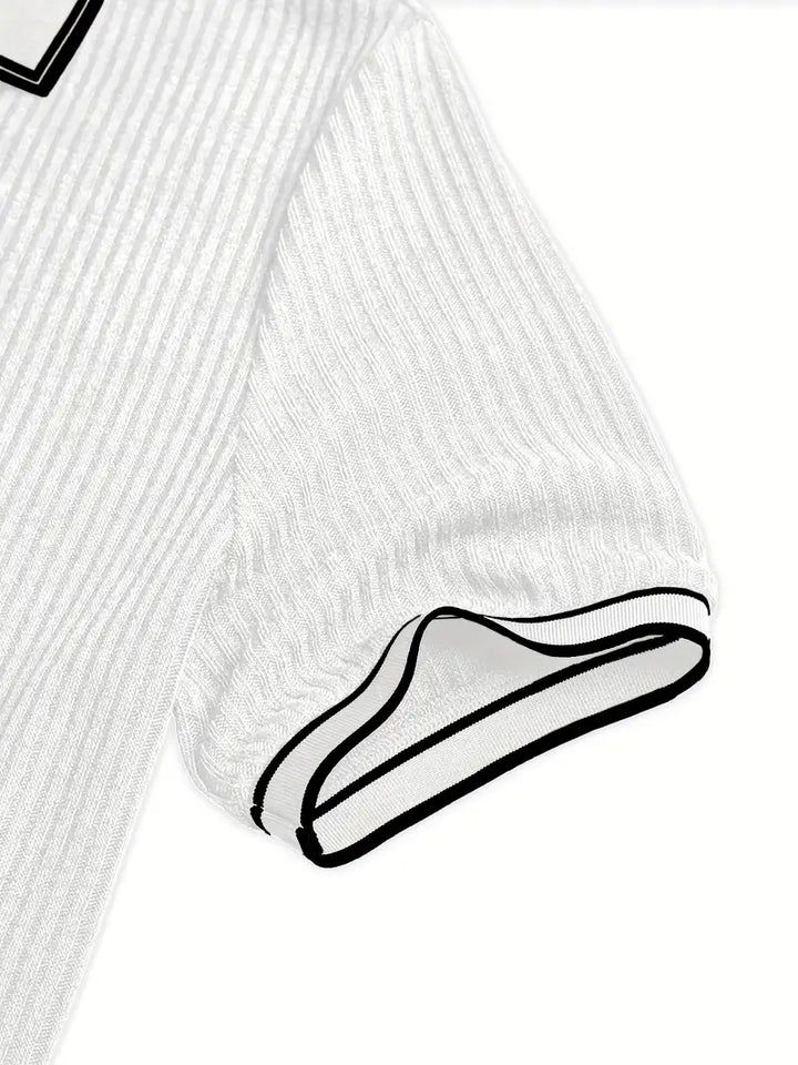 Polo acanalado con cuello en contraste – Hombre