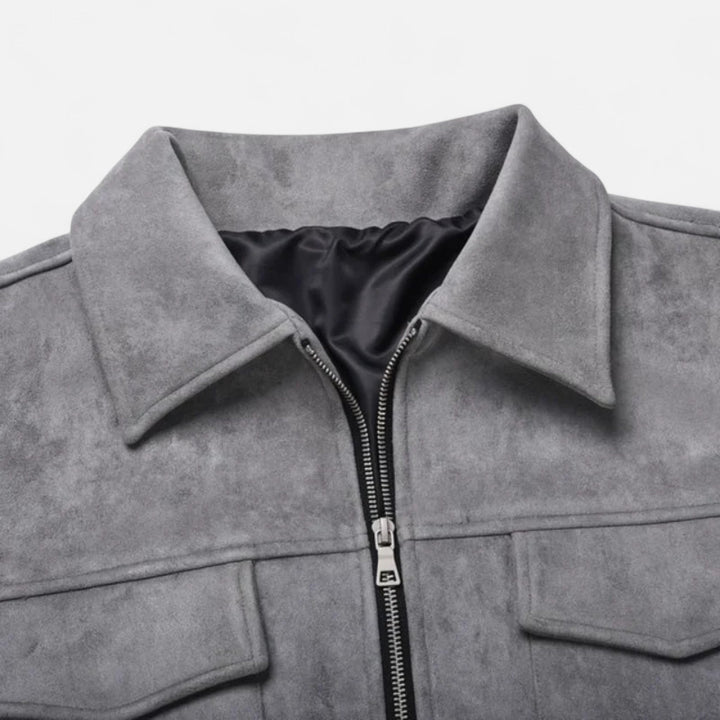 Ανδρικό σακάκι από σουέντ σε φαρδιά γραμμή