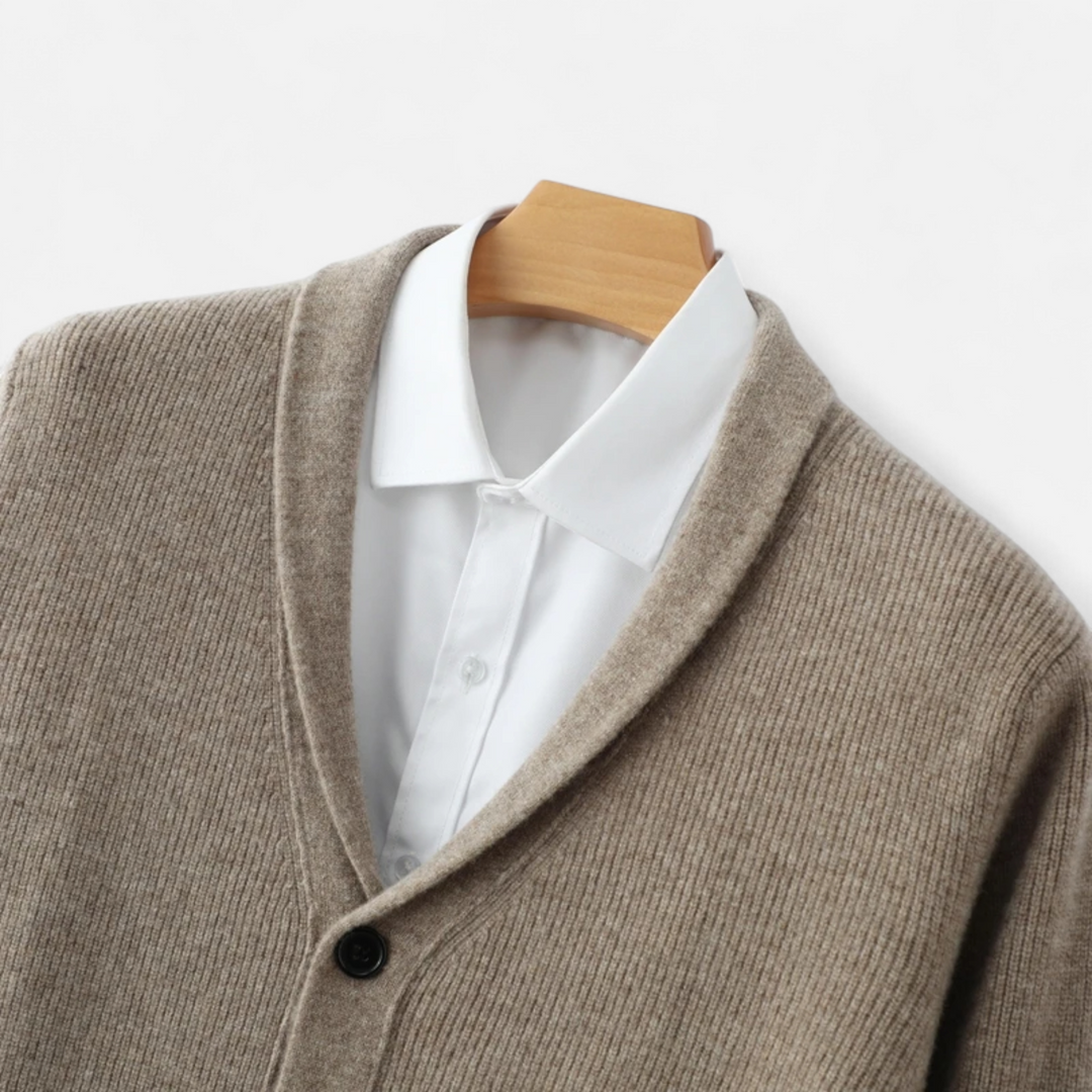 Men’s Merino Wool Suit-Collar Cardigan