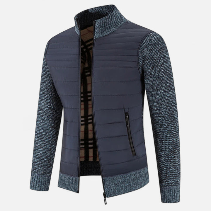 Veste pour homme en polaire à col montant et patchwork