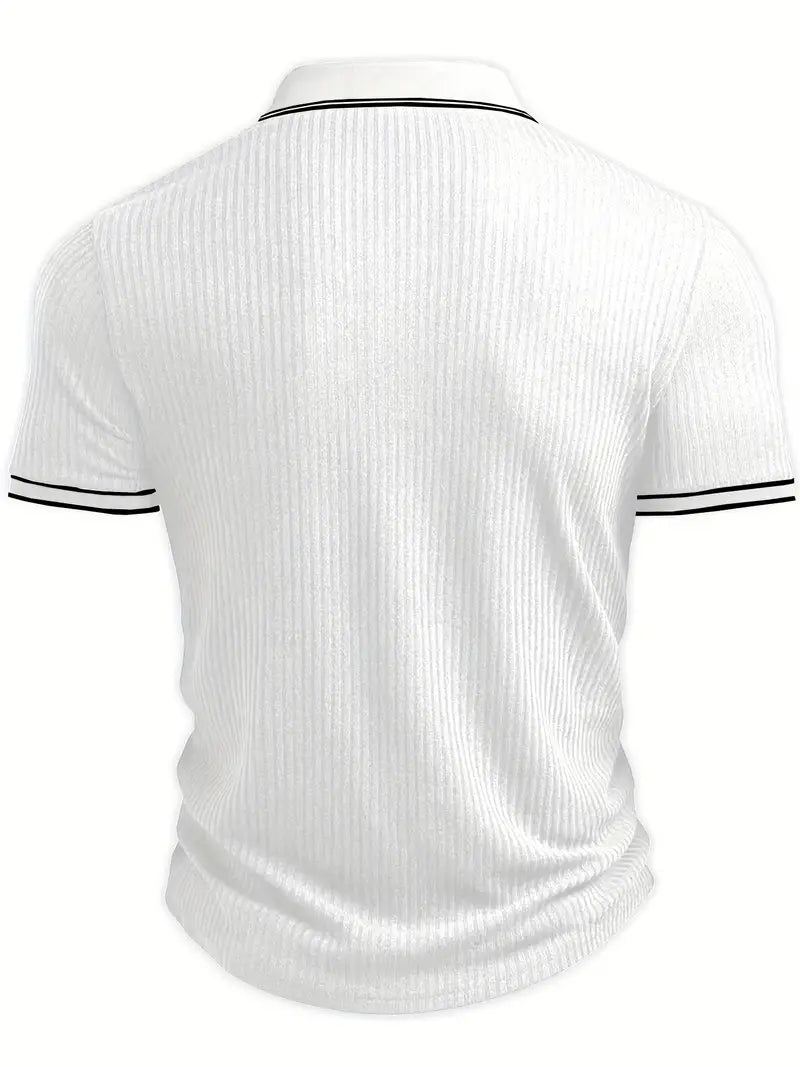 Polo acanalado con cuello en contraste – Hombre