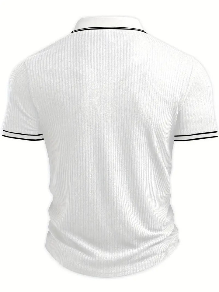 Polo acanalado con cuello en contraste – Hombre