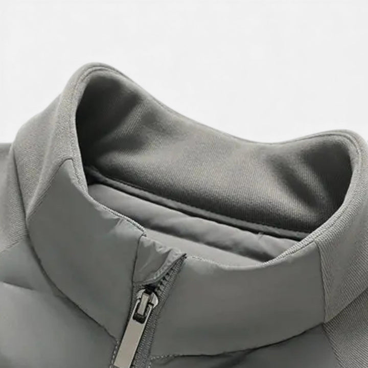 Men’s Quilted Down Jacket with Stand-Up Collar