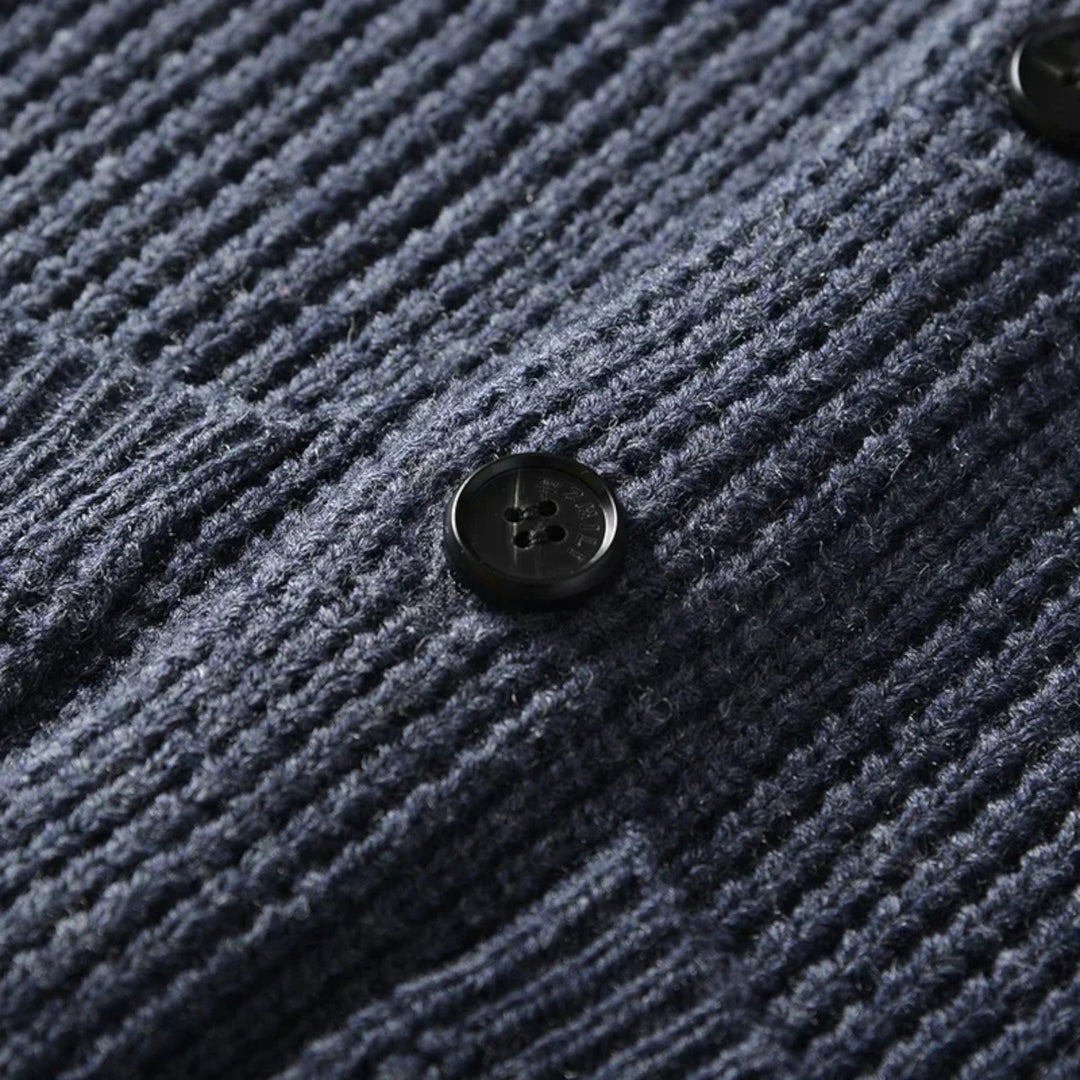 Herreknap-op Premium Uld Cardigan – Klassisk Slank Pasform Stil