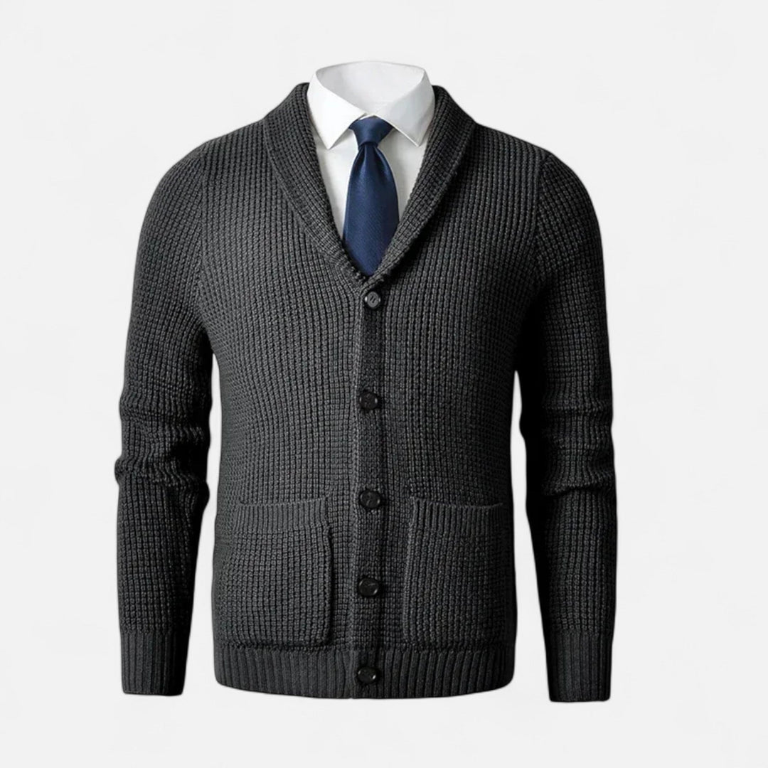 Herreknap-op Premium Uld Cardigan – Klassisk Slank Pasform Stil