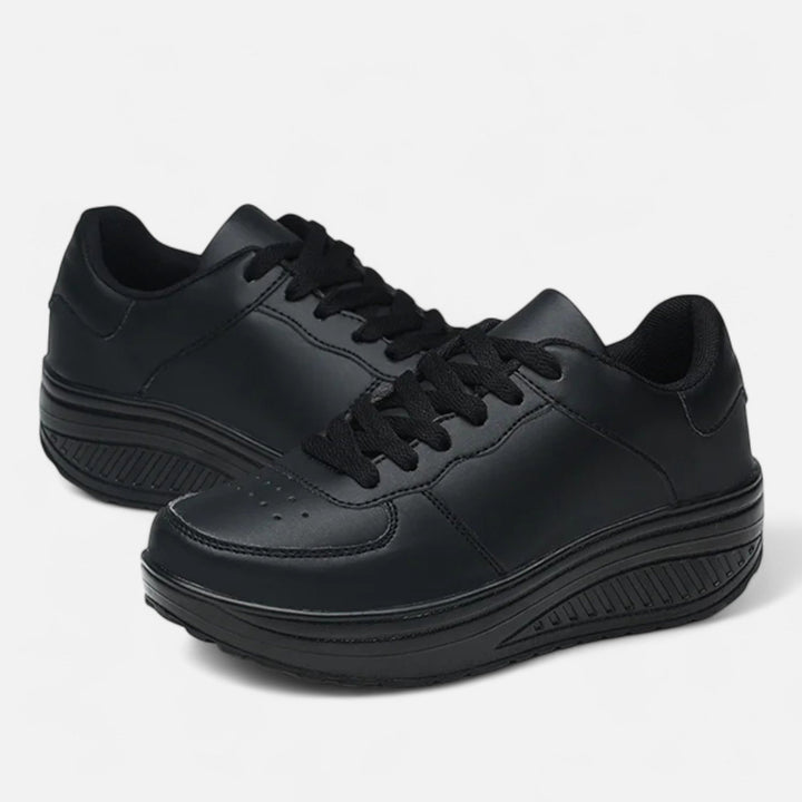 Sneakers con zeppa in pelle da donna