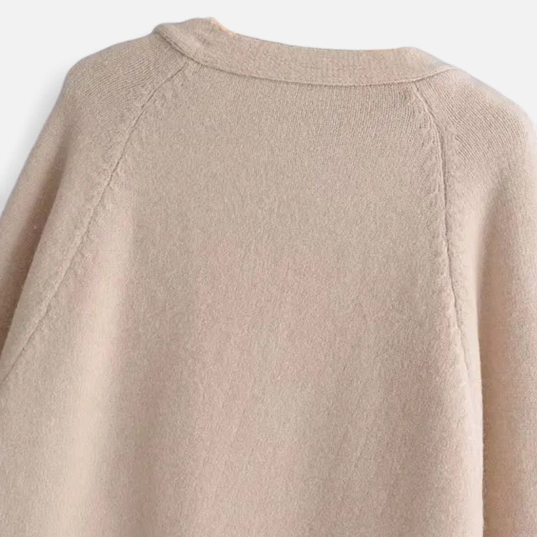 Cardigan gros tricotat pentru femei – decolteu în V, căldură de toamnă