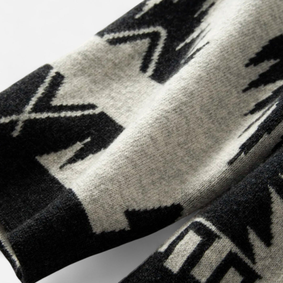 Cárdigan de cachemira 100% para mujer con flecos – Elegancia vintage en jacquard
