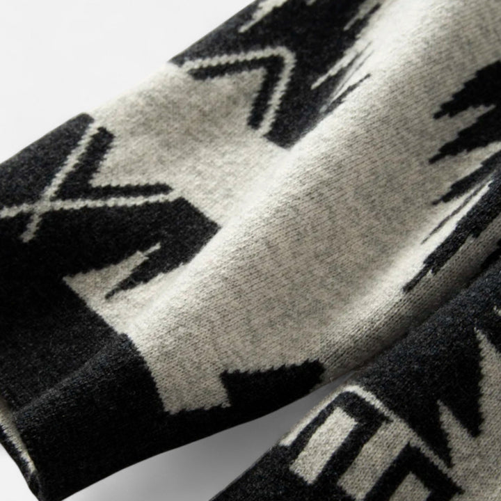 Cárdigan de cachemira 100% para mujer con flecos – Elegancia vintage en jacquard