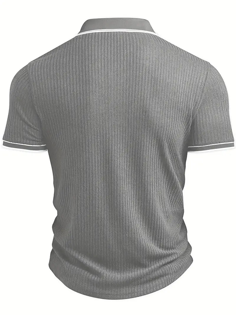 Polo acanalado con cuello en contraste – Hombre