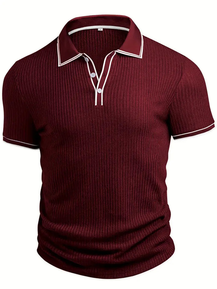 Polo acanalado con cuello en contraste – Hombre