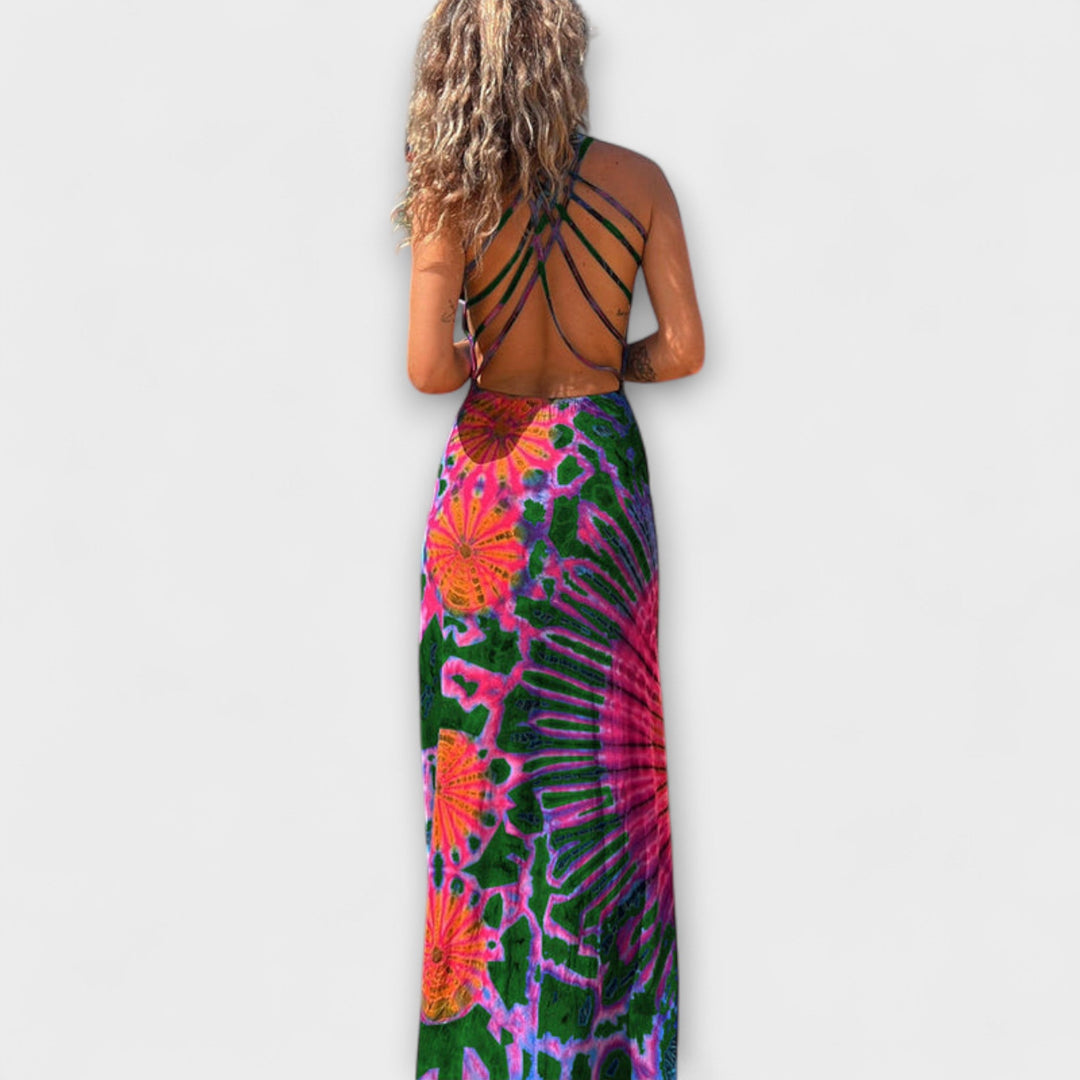 La Bamba maxi-kjole med tie-dye print