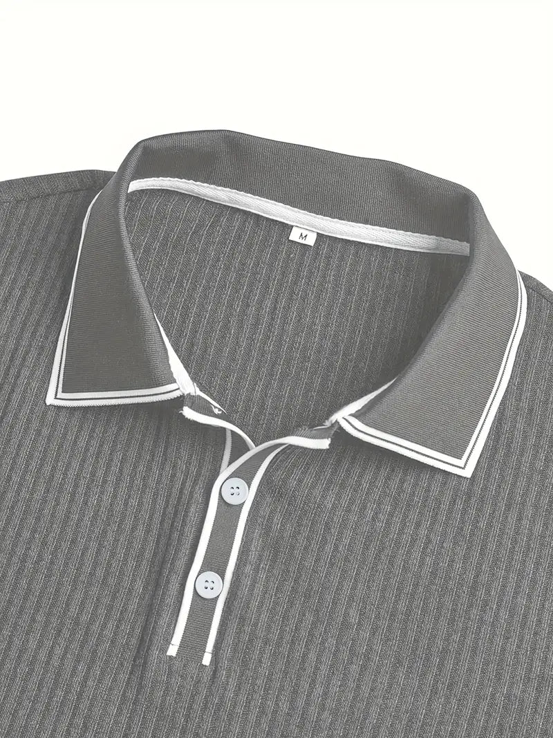 Polo acanalado con cuello en contraste – Hombre