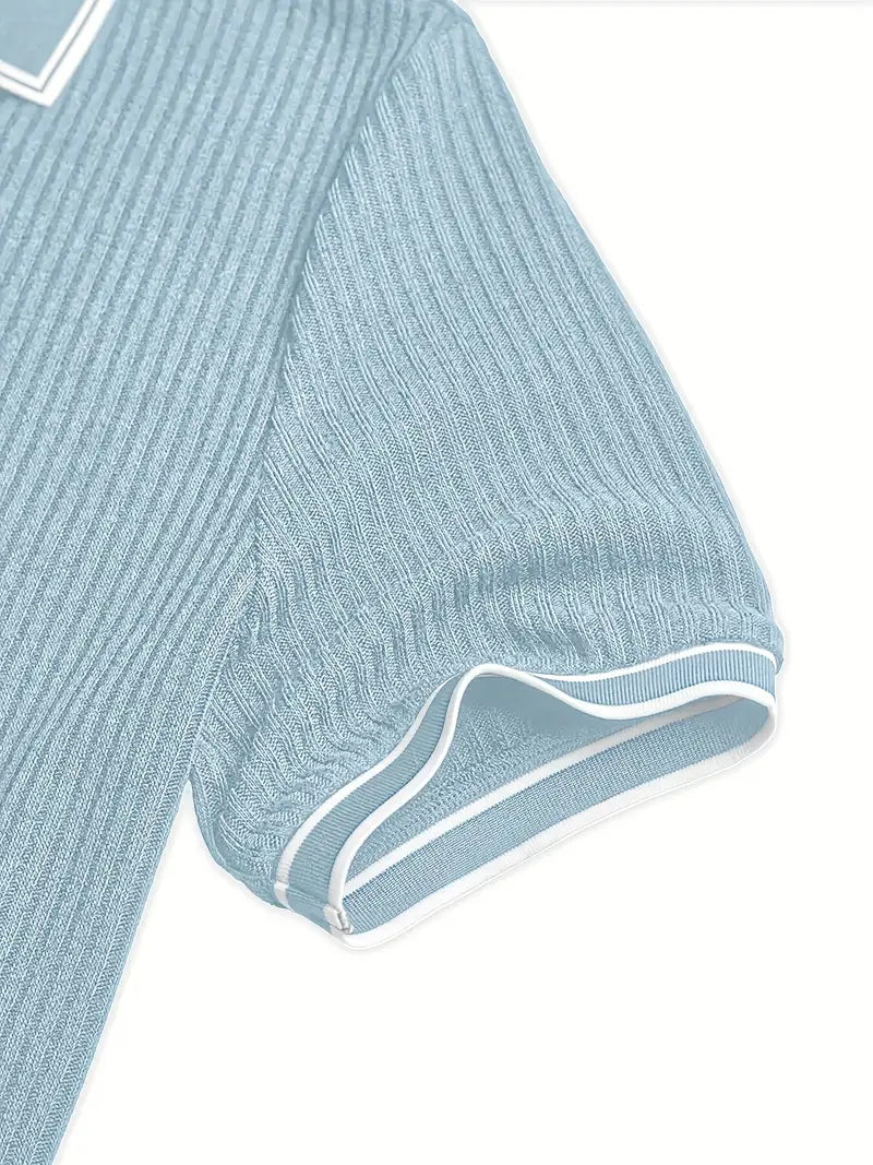 Polo acanalado con cuello en contraste – Hombre