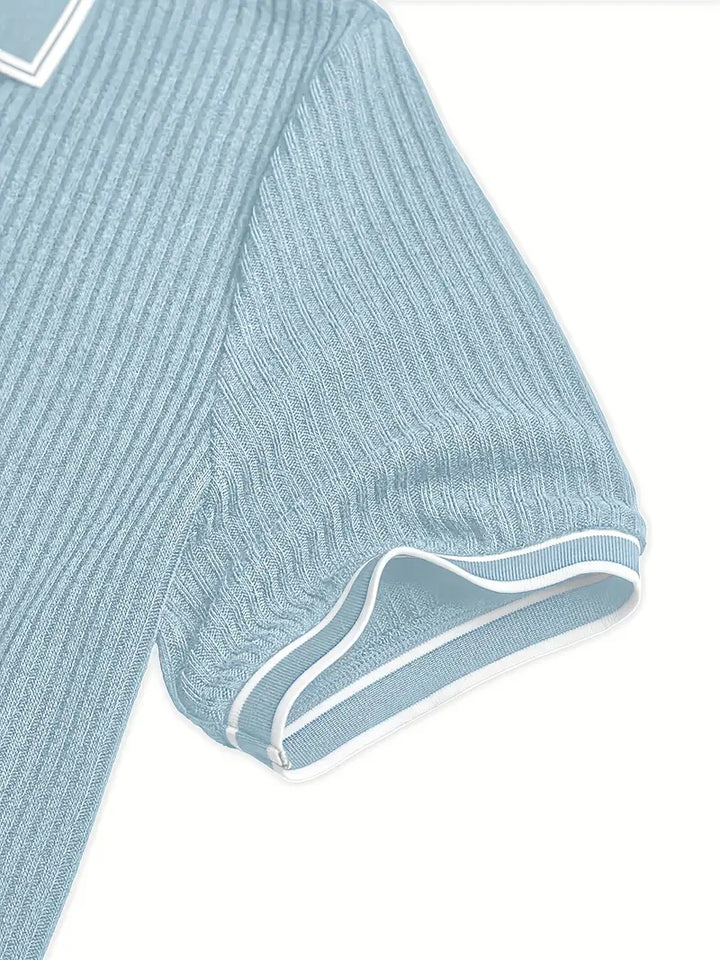 Polo acanalado con cuello en contraste – Hombre