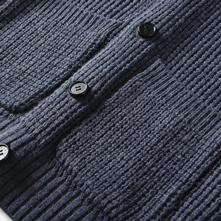 Herreknap-op Premium Uld Cardigan – Klassisk Slank Pasform Stil