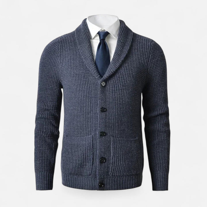 Herreknap-op Premium Uld Cardigan – Klassisk Slank Pasform Stil