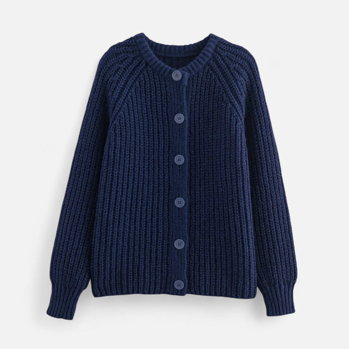 Cardigan tricotat vintage pentru femei, cu guler rotund – Eleganță de toamnă fără efort