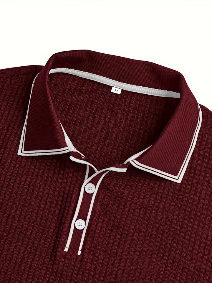 Polo acanalado con cuello en contraste – Hombre