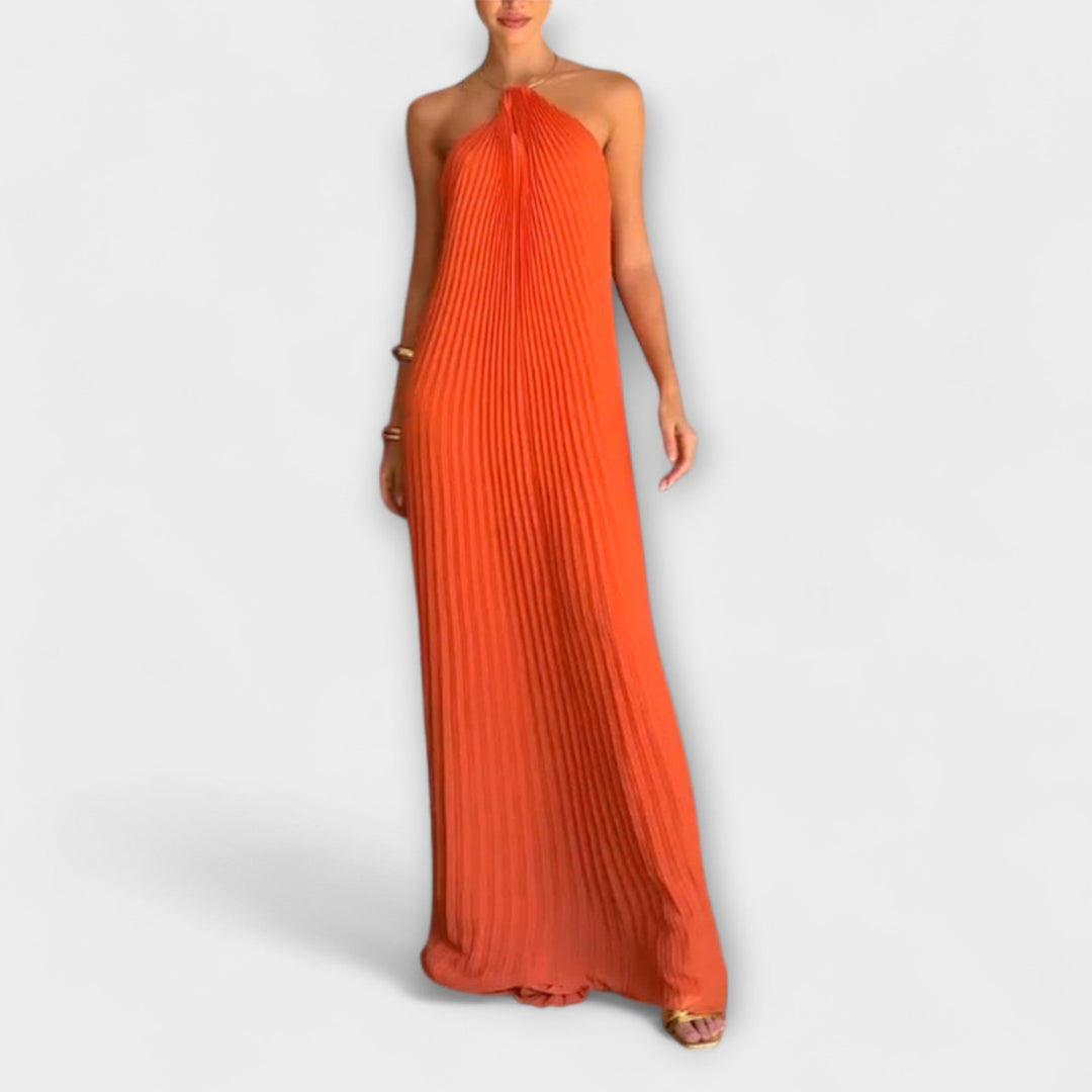 Stylish Dress with Pleated Neckline
