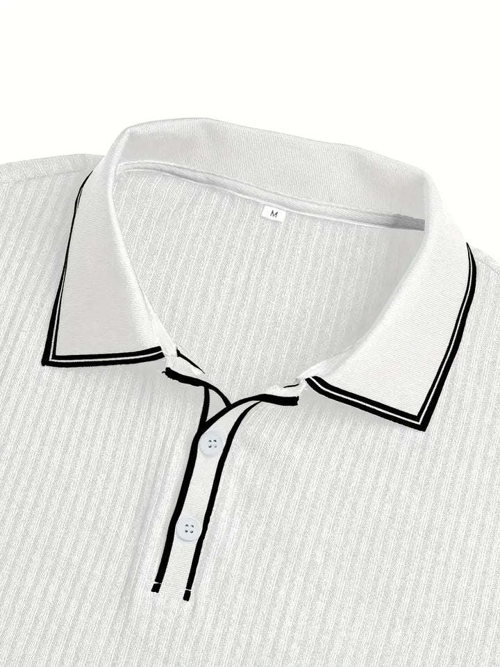 Polo acanalado con cuello en contraste – Hombre