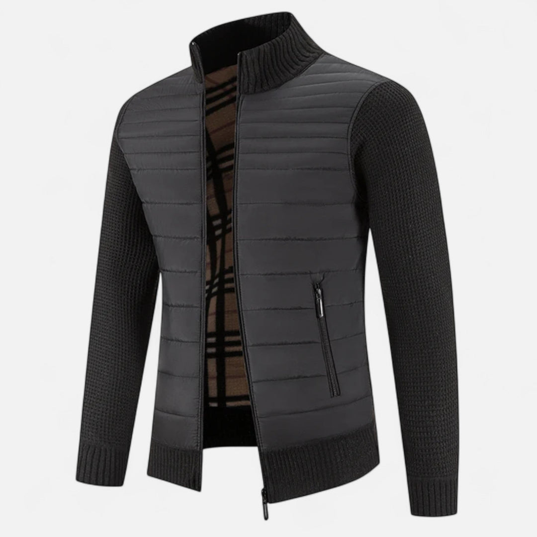 Veste pour homme en polaire à col montant et patchwork