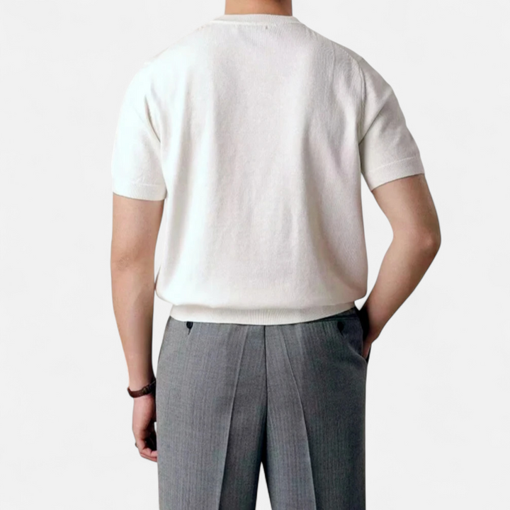 Herre T-shirt i strik med slank pasform