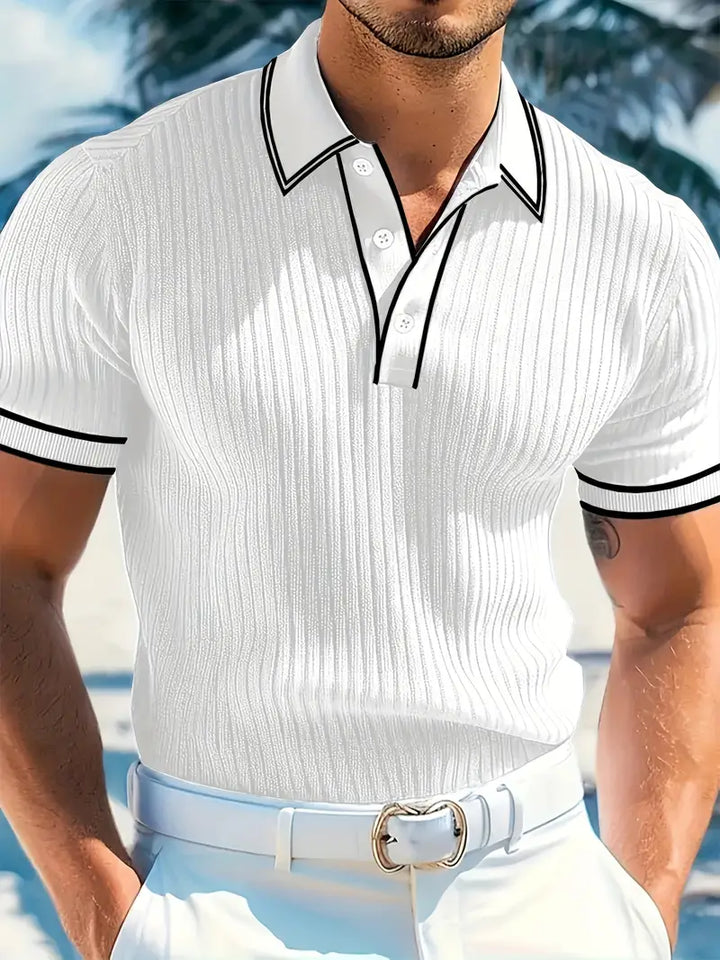 Polo acanalado con cuello en contraste – Hombre