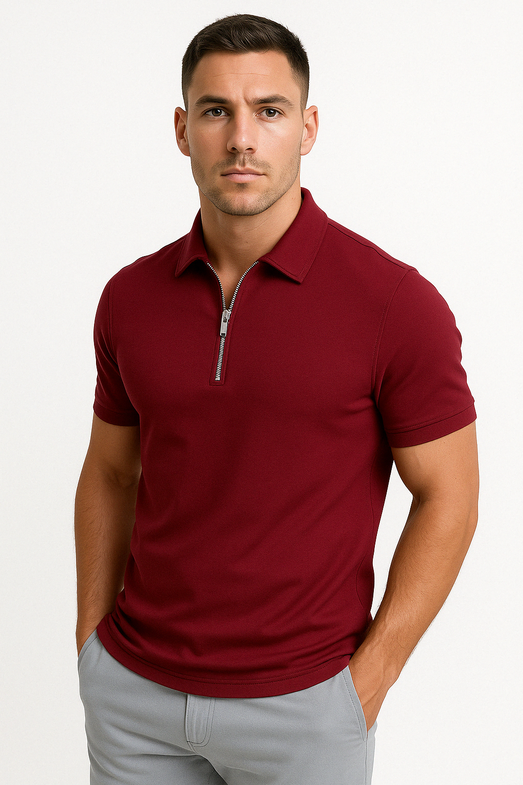 Modern Half-Zip Polo – Men