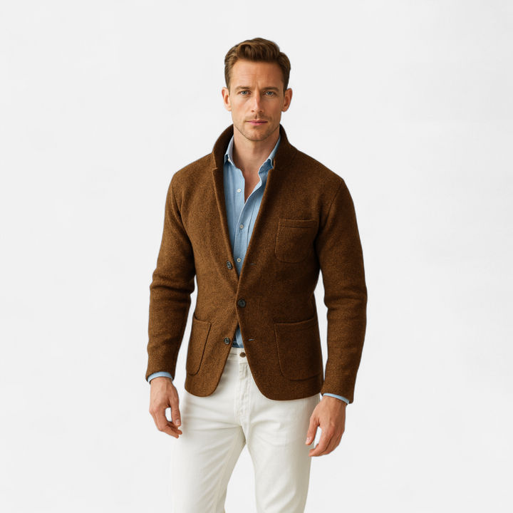 Chaqueta de lana vintage para hombre con cuello alto