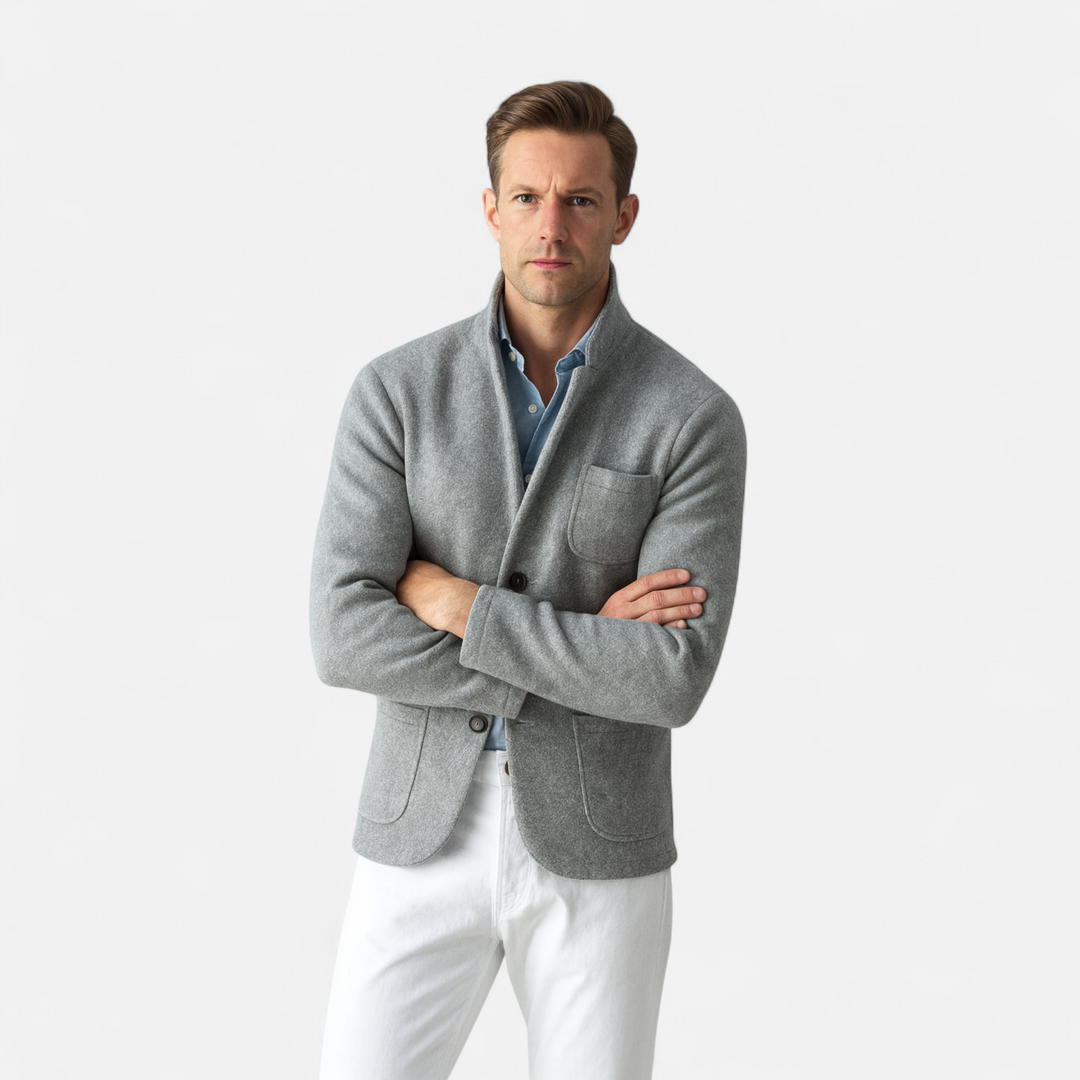 Chaqueta de lana vintage para hombre con cuello alto