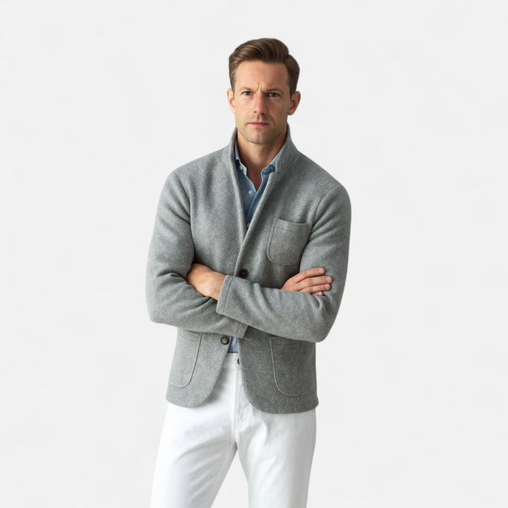 Chaqueta de lana vintage para hombre con cuello alto