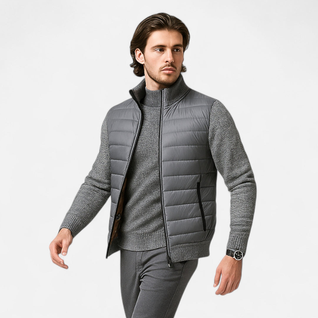 Veste pour homme en polaire à col montant et patchwork